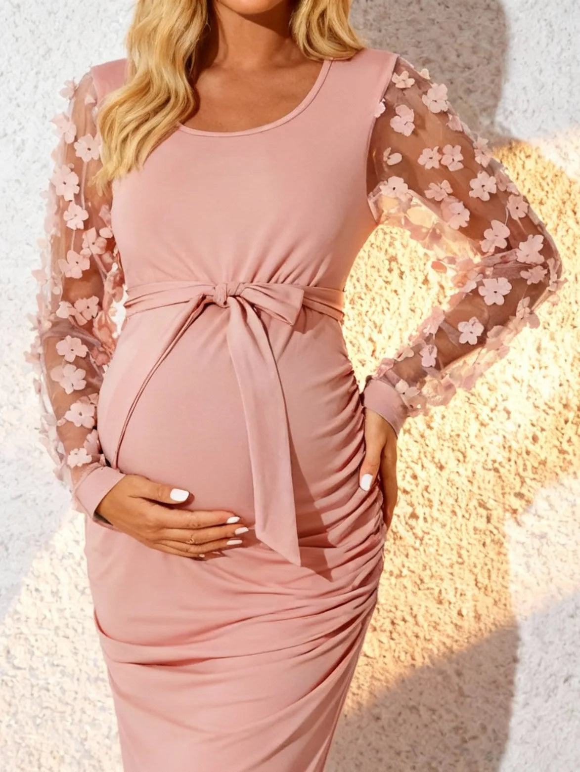 Floral Elegant Maternity Pink Dress