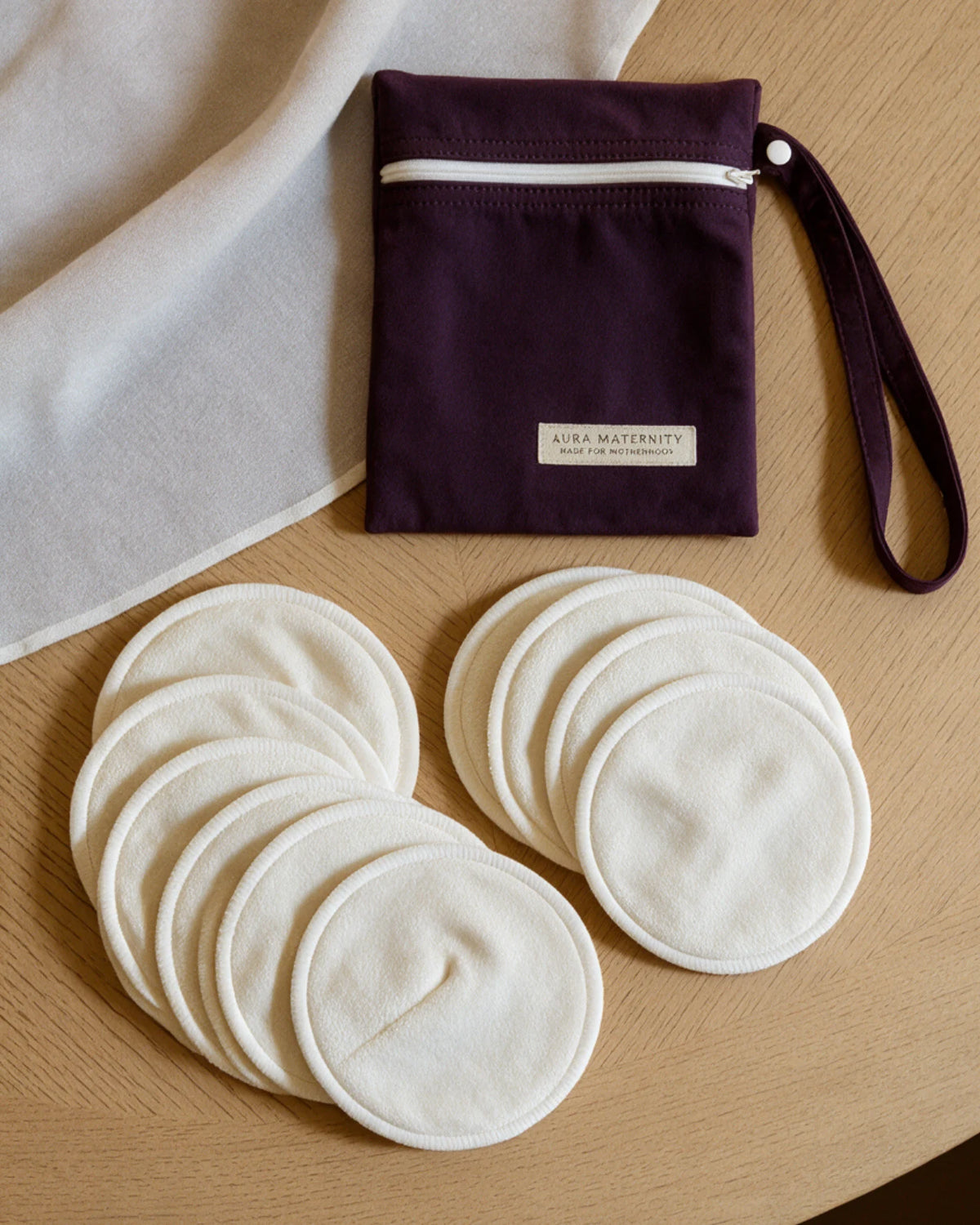 Organic Bamboo Nursing Pads — 10-Pad Set with Washable Bag