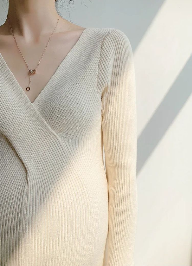 Elegant Knit Maternity Dress