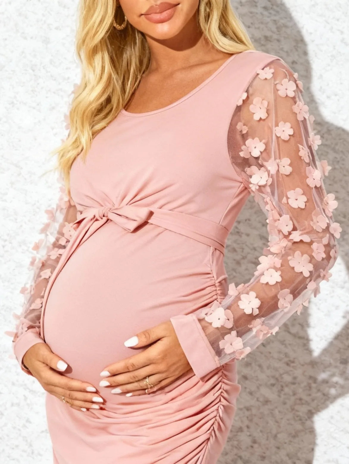 Floral Elegant Maternity Pink Dress
