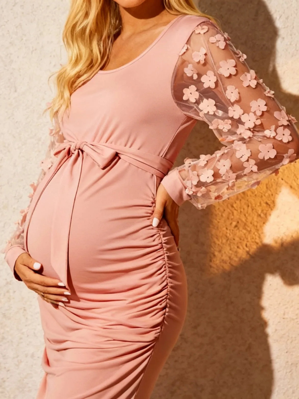 Floral Elegant Maternity Pink Dress