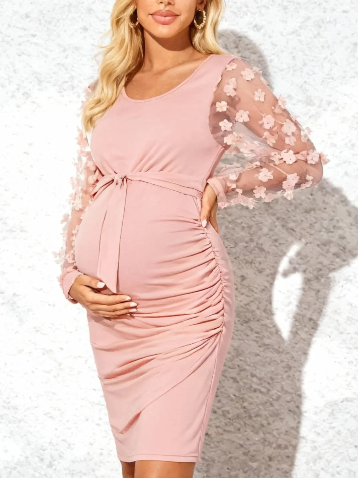 Floral Elegant Maternity Pink Dress