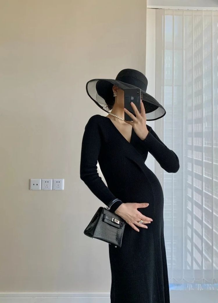Elegant Knit Maternity Dress