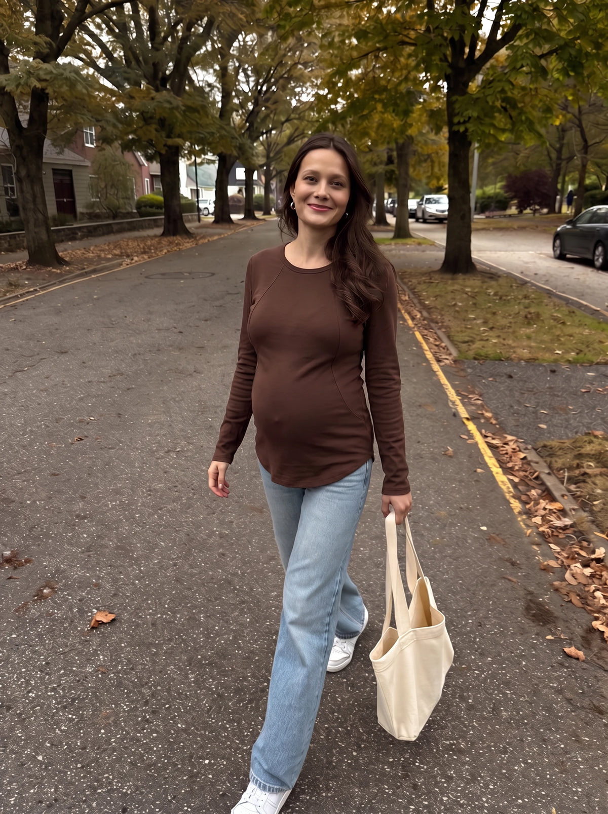 Long sleeve nursing tee that looks like a normal tee