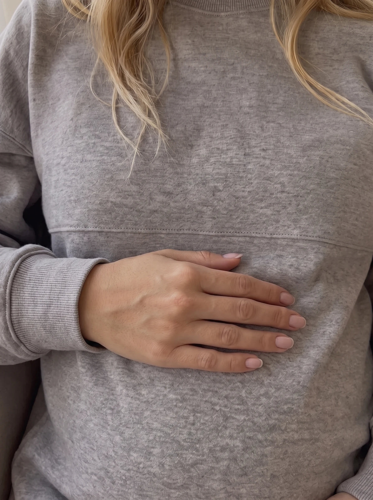 Soft heather cotton and ribbed cuff close up
