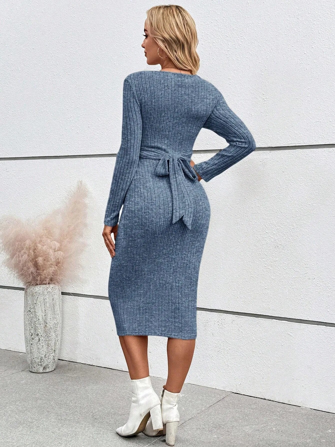 Knotted Ribbed Maternity Dress