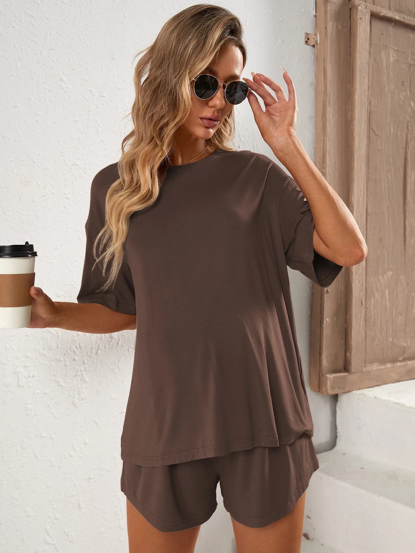 Aura™ Two-Piece Set - Oversized Tee & Wrap Shorts
