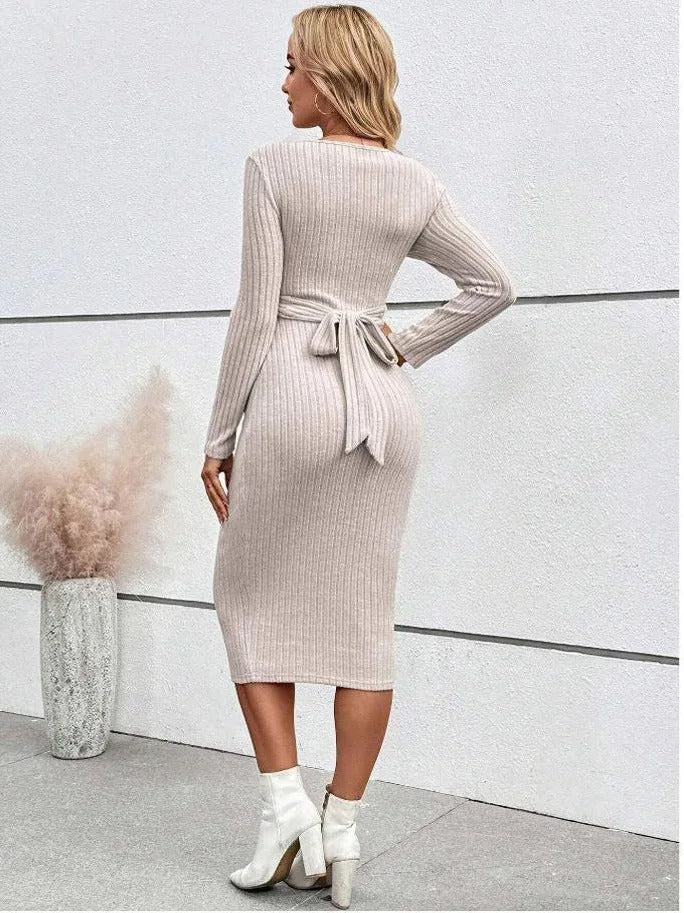 Knotted Ribbed Maternity Dress