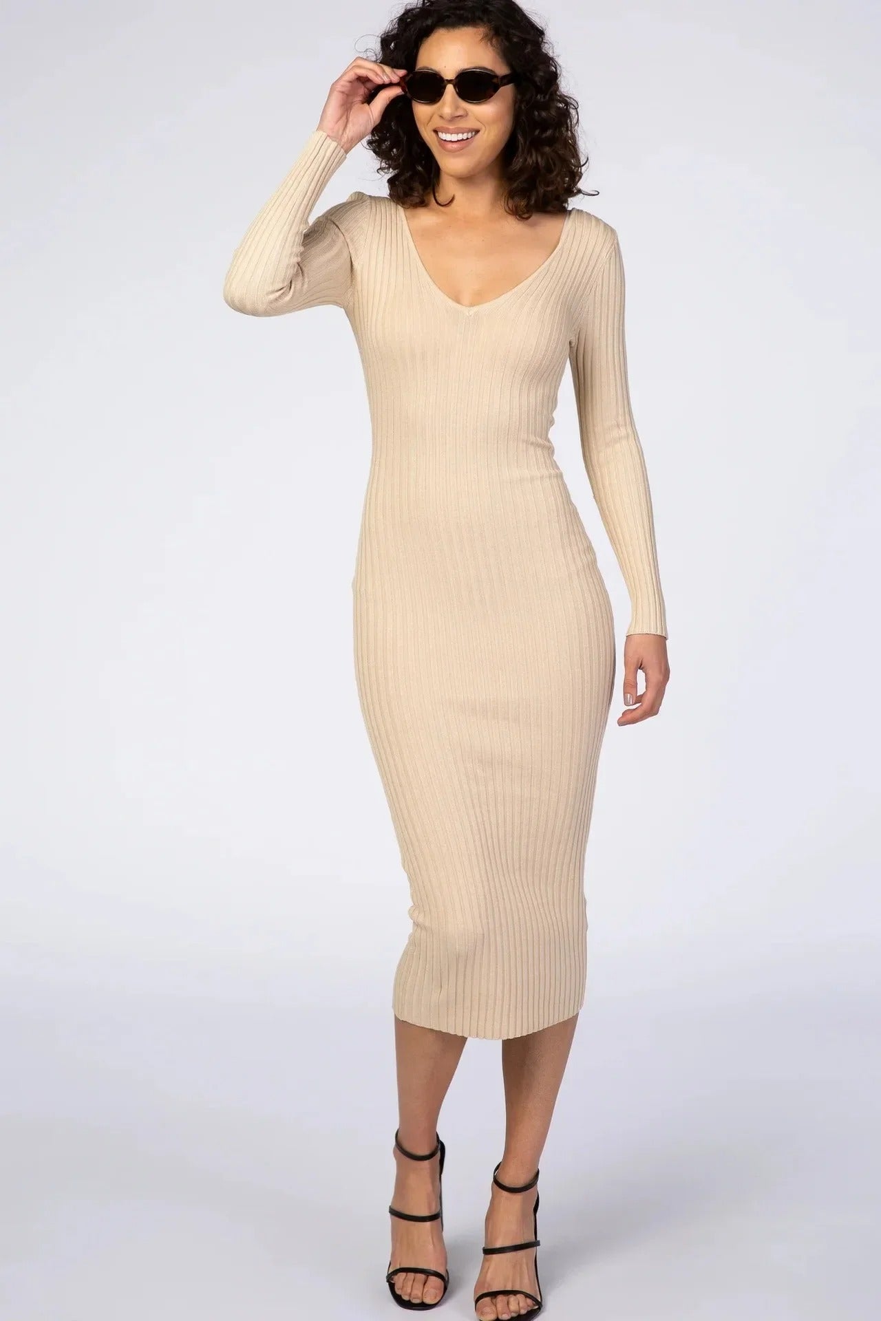 Cozy Cotton V-Neck Maternity Dress