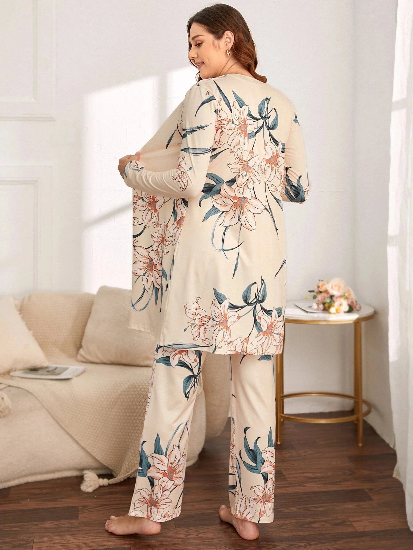 3-Piece Floral Cotton Loungewear Set